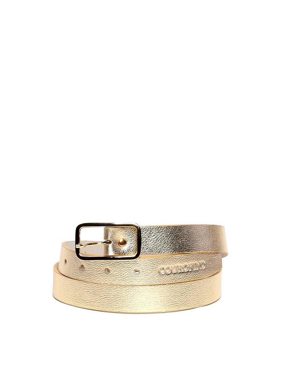 Cinto Feminino em Couro com Fivela Retangular - Ouro 1.1820000988 - AU