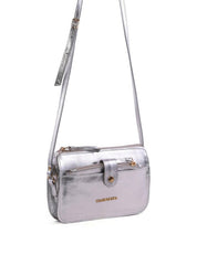 Bolsa Clutch Transversal com Bolso Removível - Prata BSI-6417 - PT