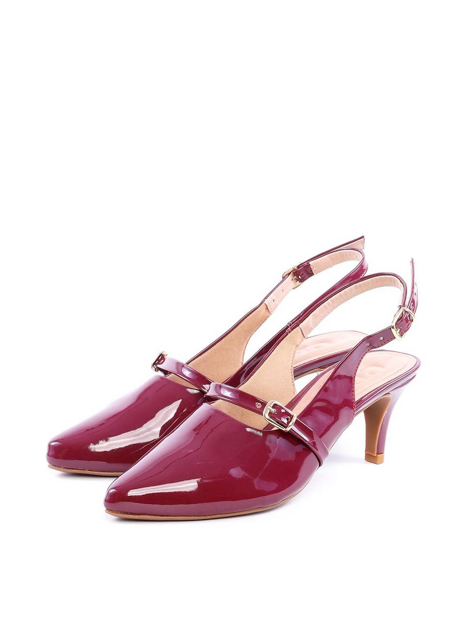 Scarpin Slingback Salto Kitten e Fivelas - Vinho SDI-11759 - VI