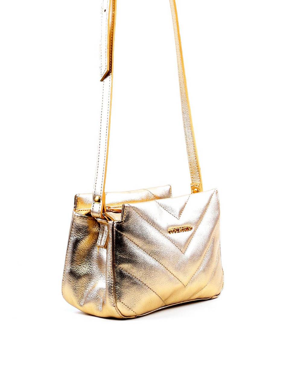 Bolsa Tote Transversal com Matelassê em V - Ouro BSI-6437 - AU