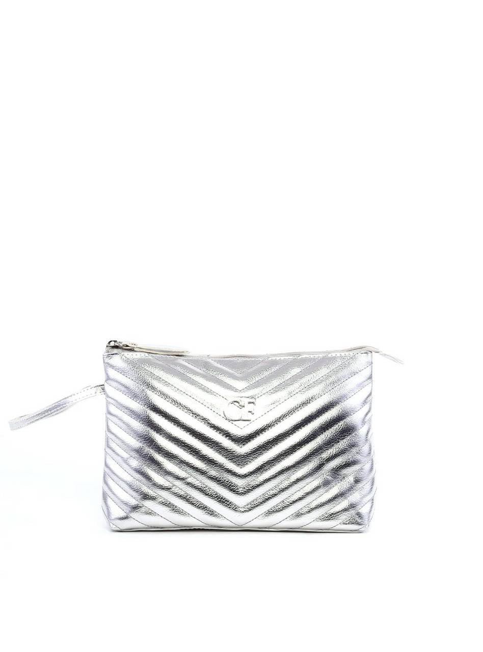 Bolsa Clutch com Detalhe de Costura - Prata BSI-6317 - PT