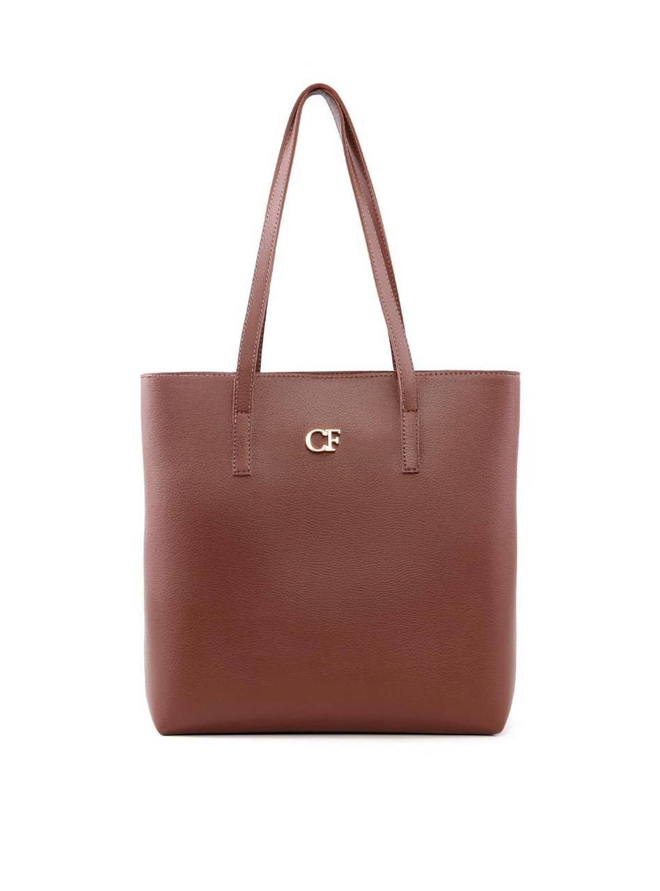 Bolsa Shopper com Placa Central Superior - Cacau BSI-6150 - CA