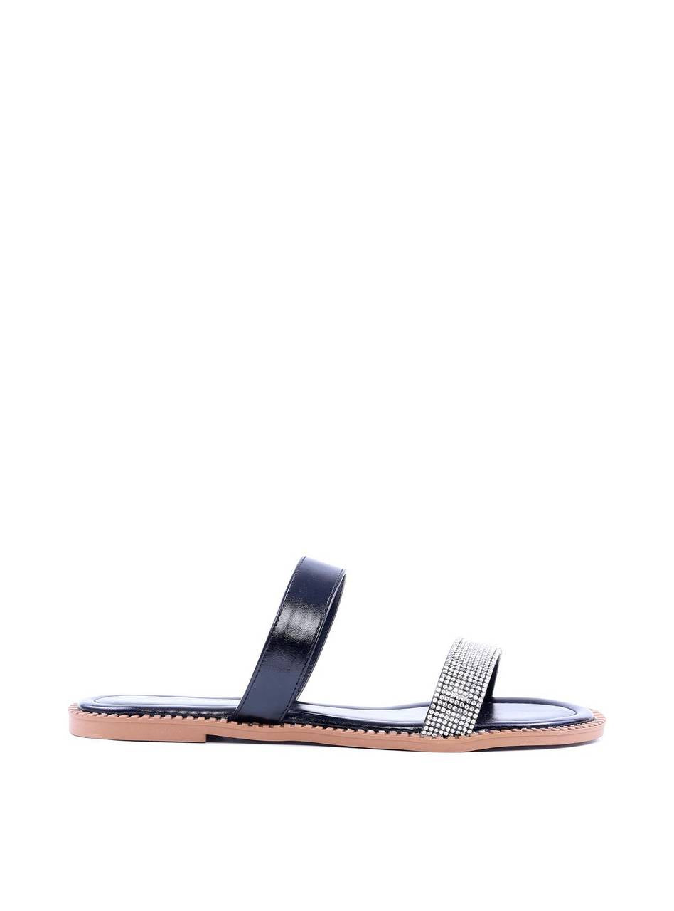 Rasteira de Dedo com Strass - Preta SDI-11798 - PR