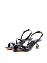 Sandália com Salto Dourado e Tira Lateral - Preta SDI-11900 - PR