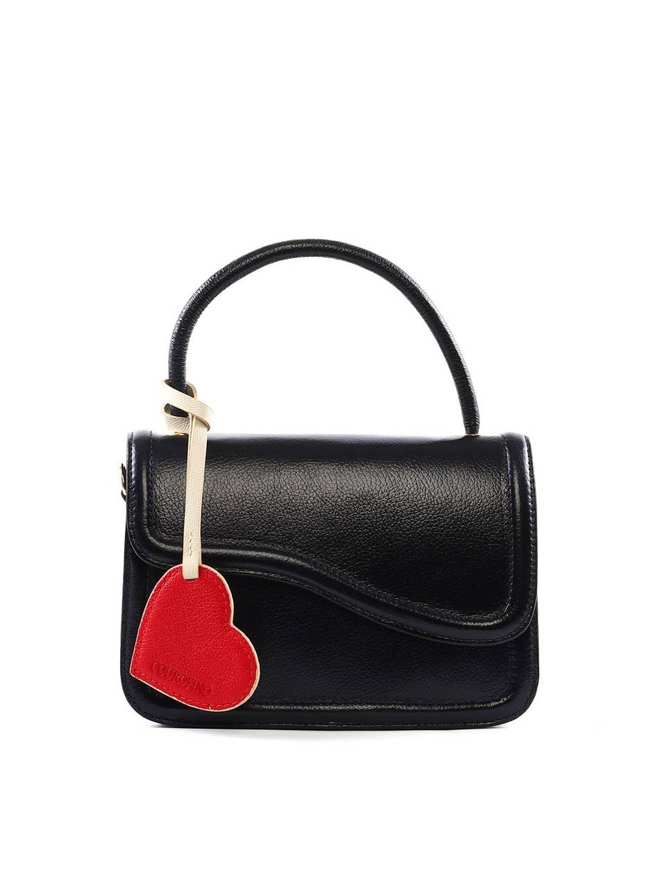 Bolsa Satchel Média com Charm de Coração - Preta BSI-6388 - PR