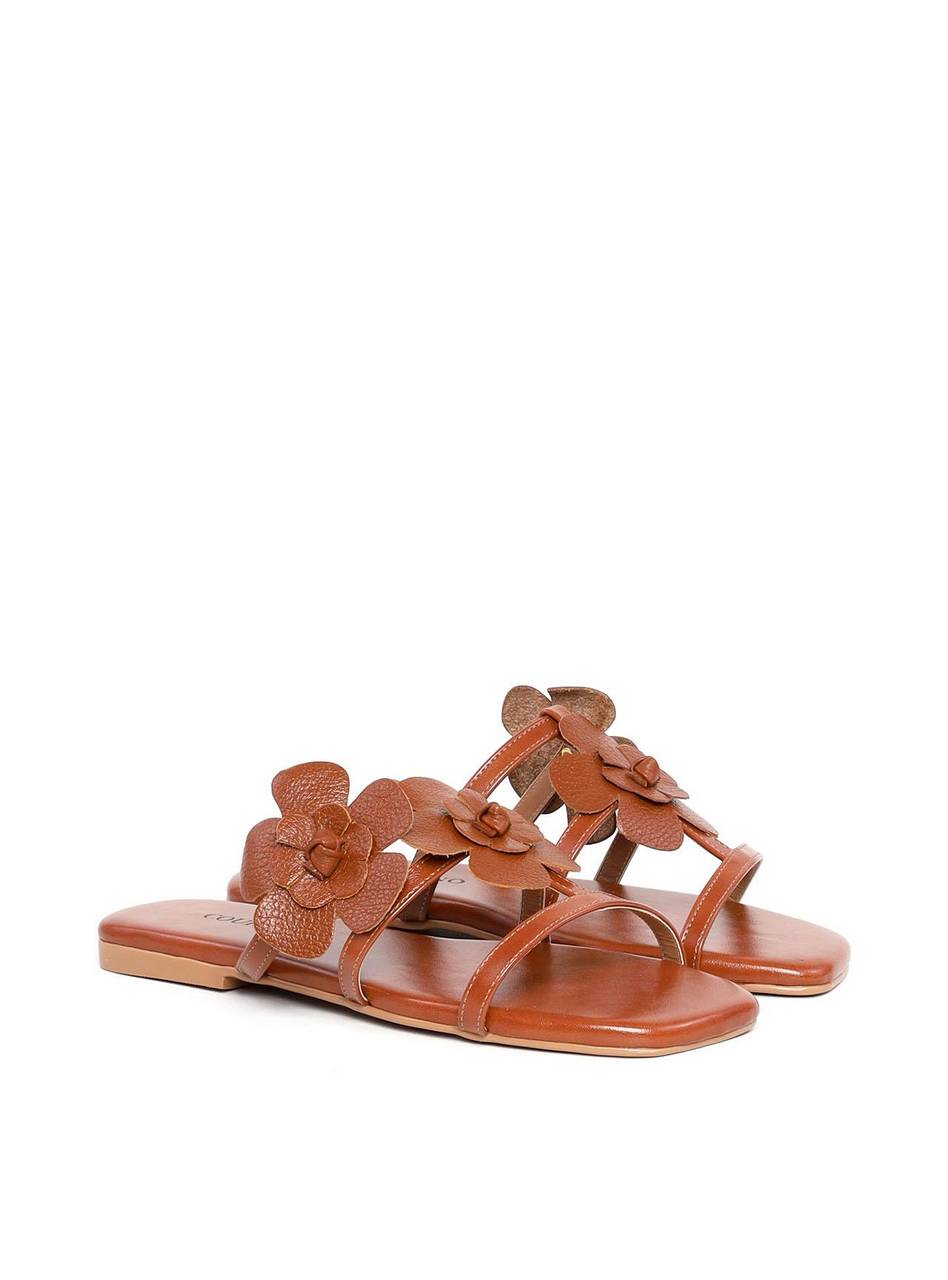 Rasteira Slide com Duas Flores - Castor SDI-11848 - CS
