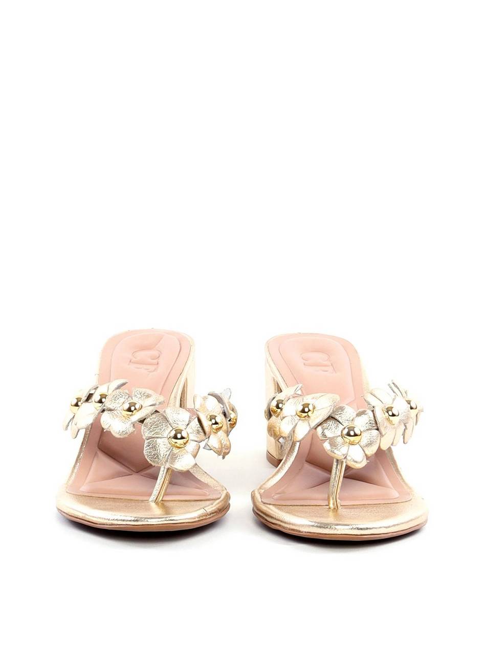 Tamanco de Dedo Salto Bloco com Mini Flores  SDI-11823 - AU
