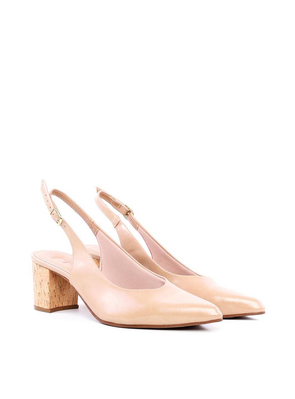 Scarpin Slingback Salto Bloco em Cortiça - Nude SDI-11878 - NU