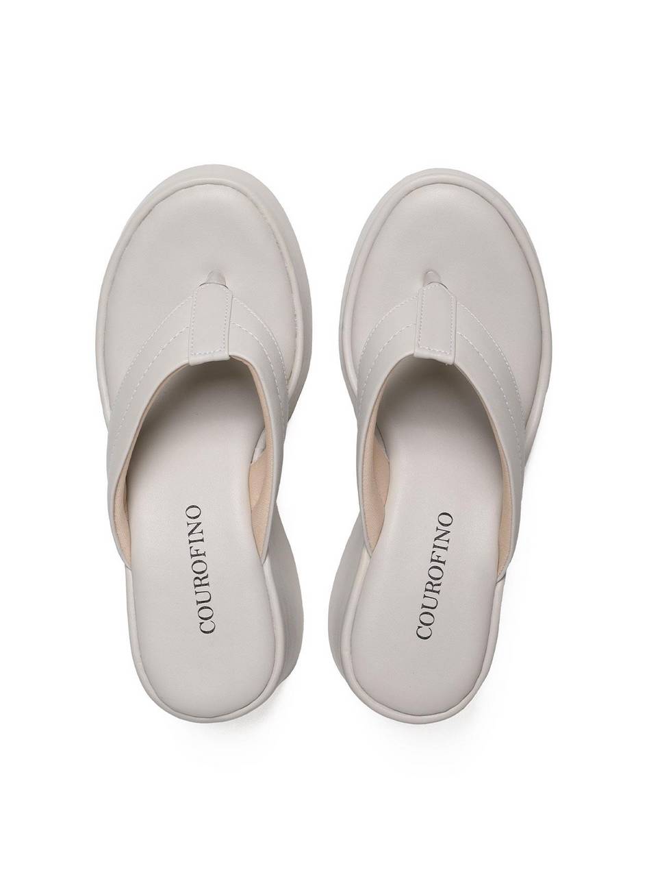 Tamanco Plataforma de Dedo com Detalhes de Costura - Cinza SDI-11663 - CZ