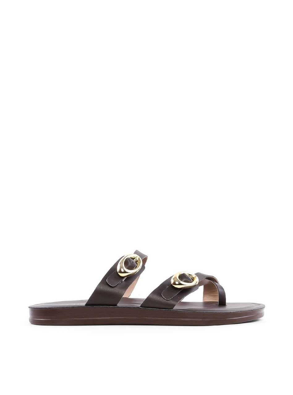 Rasteira Flatform Tiras e Fivelas - Cacau SD - 12127 - CA