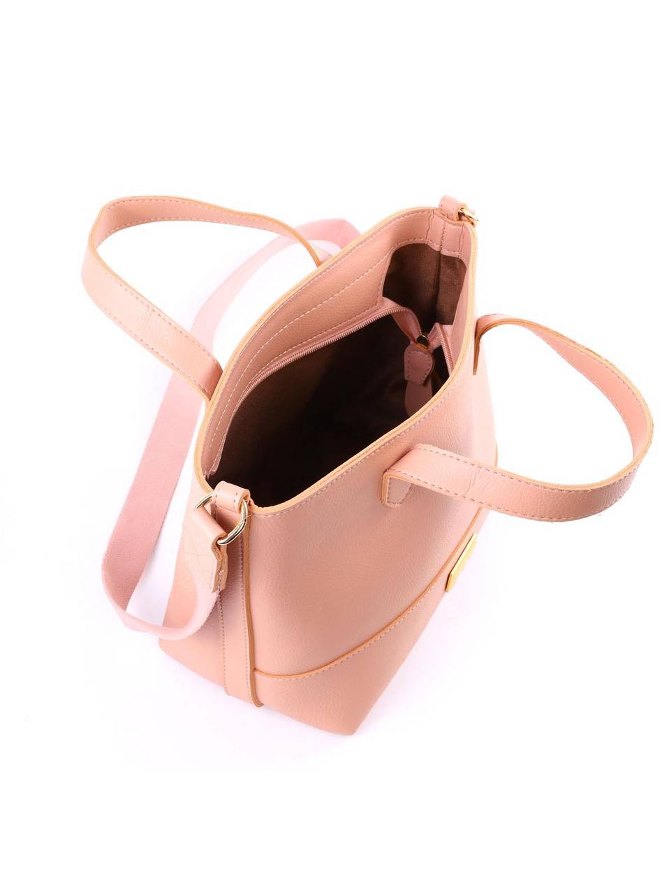 Bolsa Tote Tiracolo com Alça Dupla - Nude BSI-6161 - NU