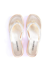 Sandália Feminina Tamanco Anabela Comfort com Tiras em Strass - Ouro SDI-11699 - AU