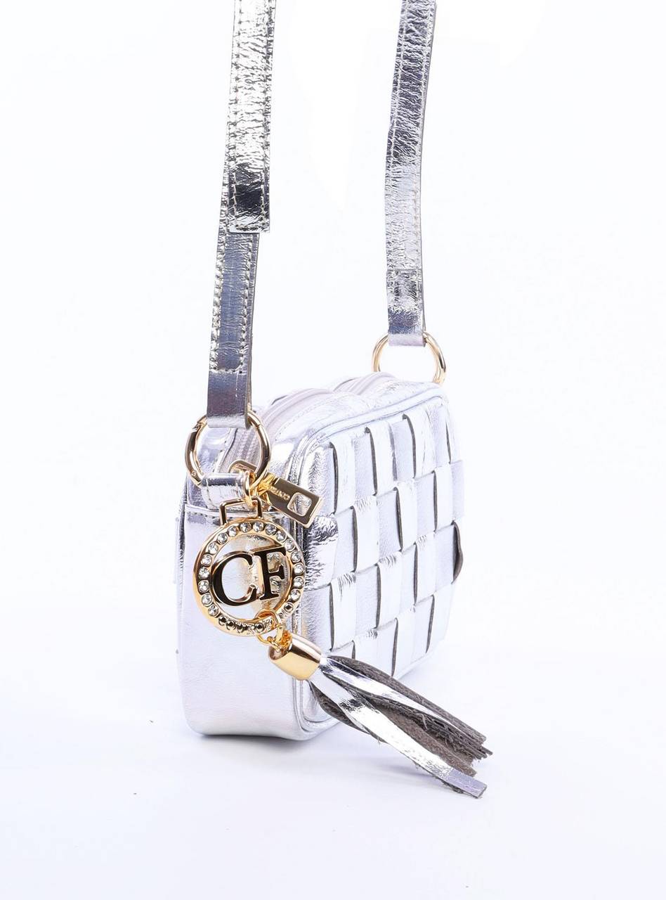 Bolsa de Mão com Alça Removível e Tresse com Barbicacho - Prata BSI-6004 - PT