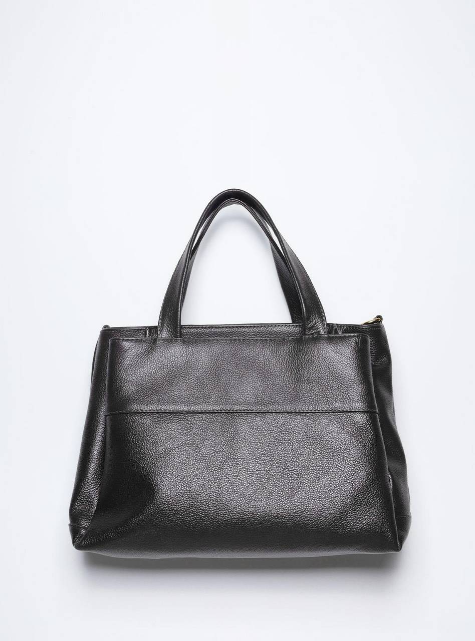 Bolsa Tote Média Couro Alça Removível - Preta BSI-5838 - PR