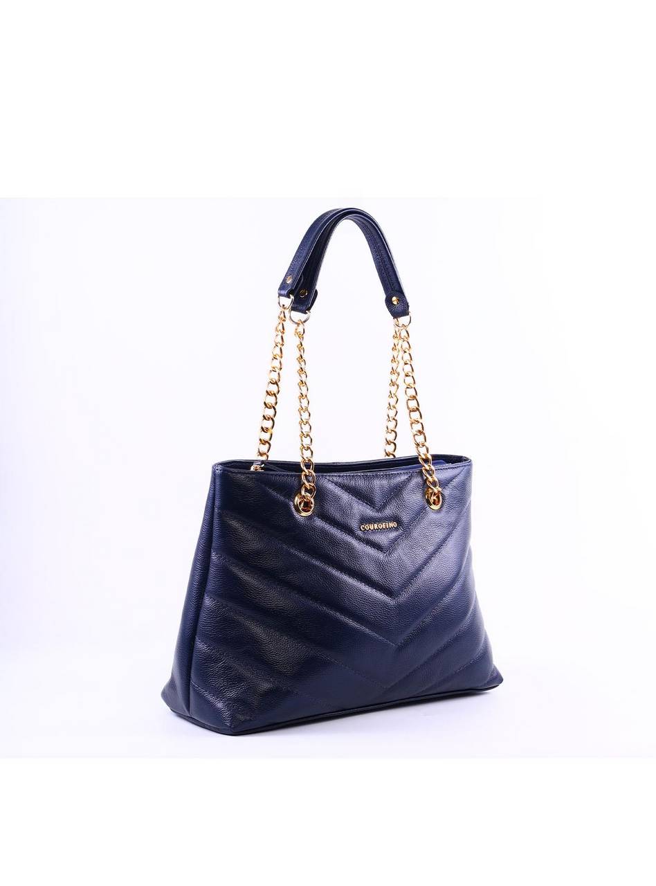Bolsa Tote em Matelassê com Retalho - Azul BSI-6366 - AZ