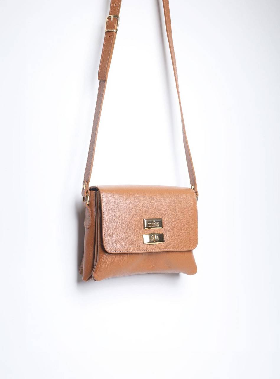 Bolsa Saddle Pequena Couro Alça Regulável Castor BSI-5739 - CS