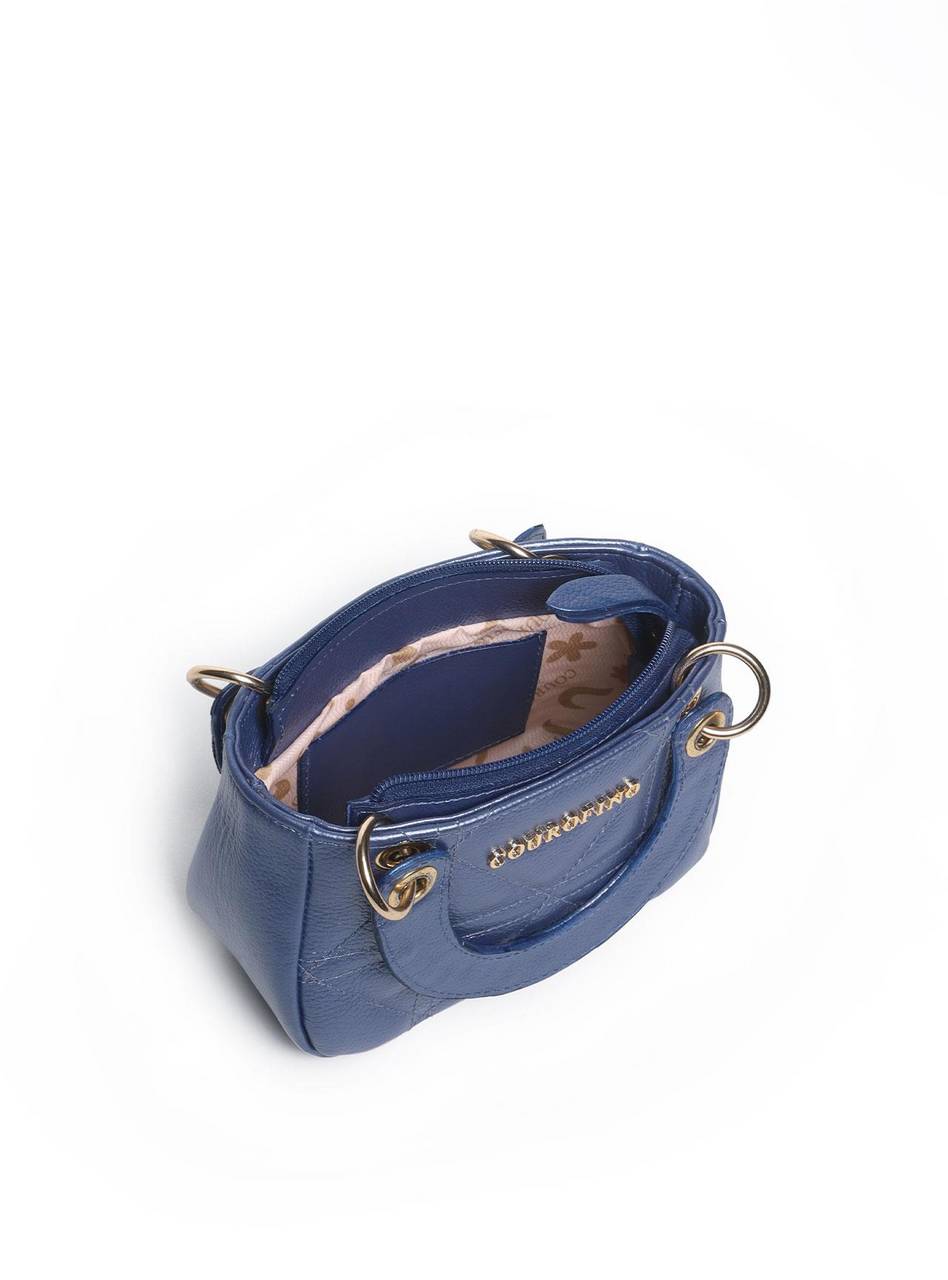 Bolsa Clutch Couro Pequena Transversal Corrente Azul BSI-5721 - AZ