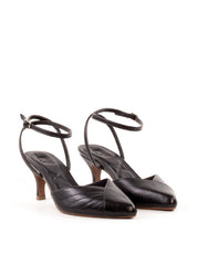 Scarpin Slingback Salto Médio Costuras Aparentes - Preta SDI-12055 - PR