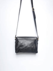 Bolsa Saddle Pequena Couro Alça Regulável Preta BSI-5739 - PR