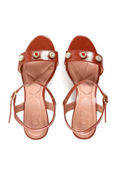 Sandália de Salto Bloco com Pedras - Castor SDI-12005 - CS