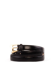 Cinto Feminino Fino Fivela Assimétrica Aço Escovado - Preta CTI-1009 - PR