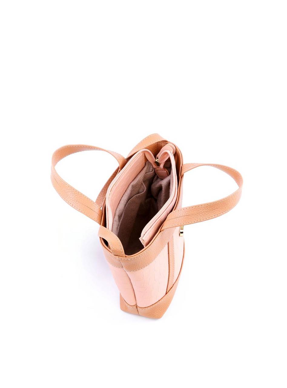 Bolsa Tote com Alça Dupla Geométrica - Nude BSI-6061 - NU