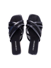 Rasteira com Tiras Cruzada e Tela - Preta SDI-11963 - PR