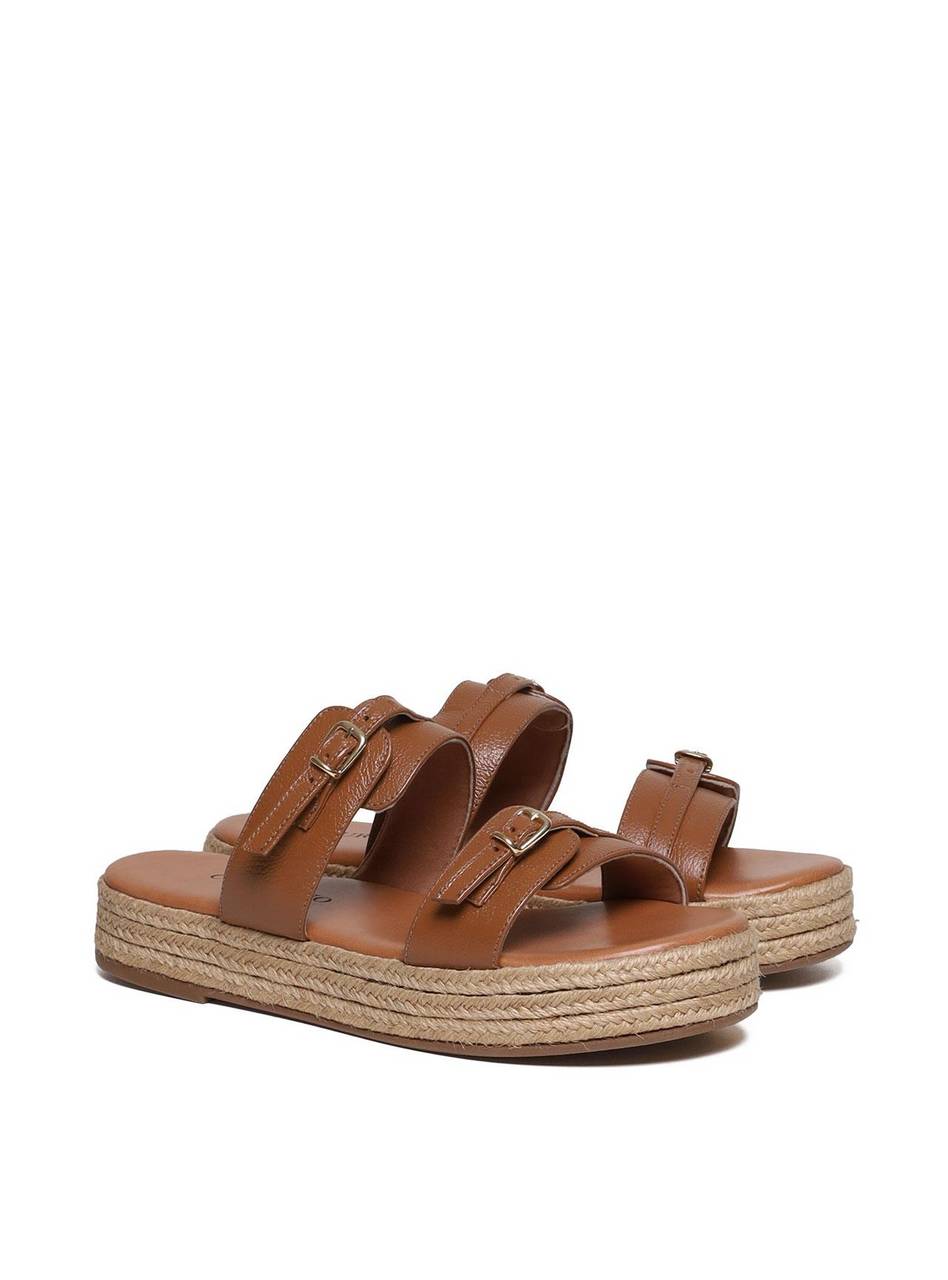 Sandália Flatform Salto em Cordas com Duas Tiras com Fivelas - Castor SDI-11677 - CS