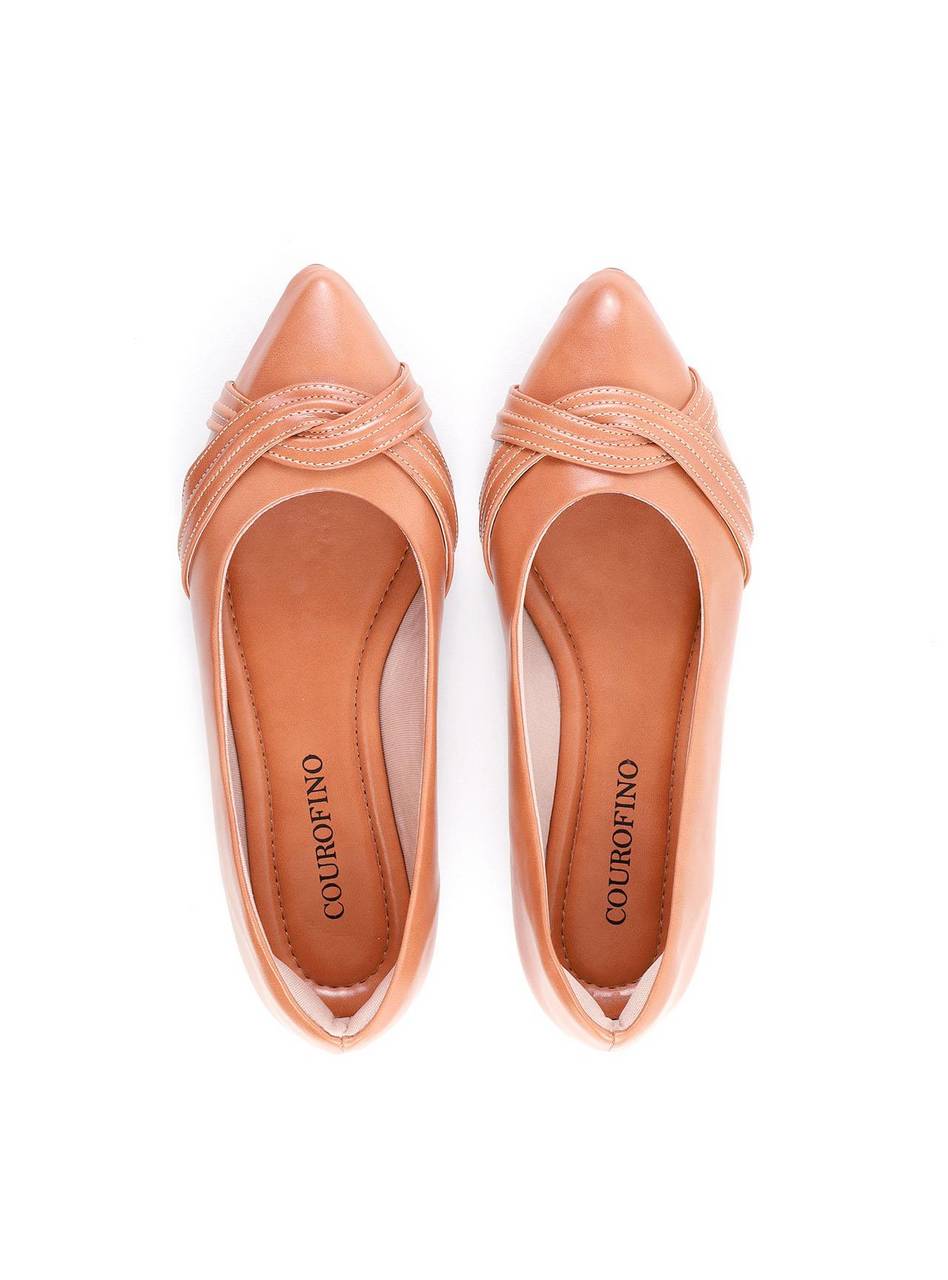 Sapatilha de Bico Fino com Tira Pespontada - Nude SDI-11899 - NU