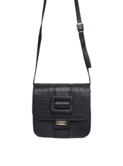 Bolsa Satchel Transversal com Fivela Decorativa - Preta BSI-5714 - PR