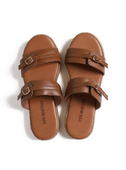 Sandália Flatform Salto em Cordas com Duas Tiras com Fivelas - Castor SDI-11677 - CS
