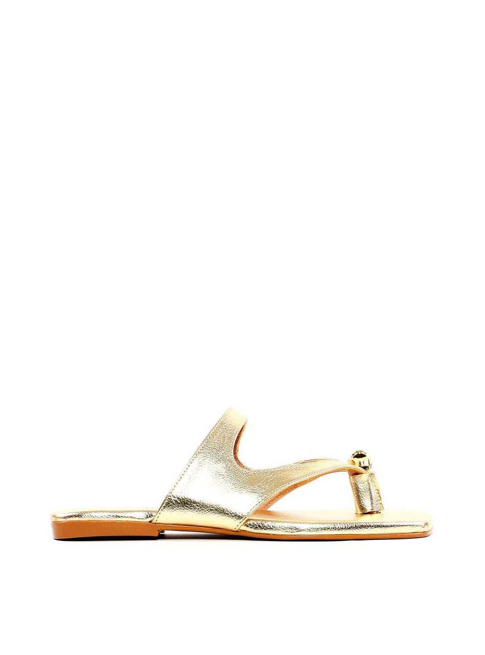 Rasteira com Recorte e Detalhe Orgânico - Ouro SDI-11961 - AU