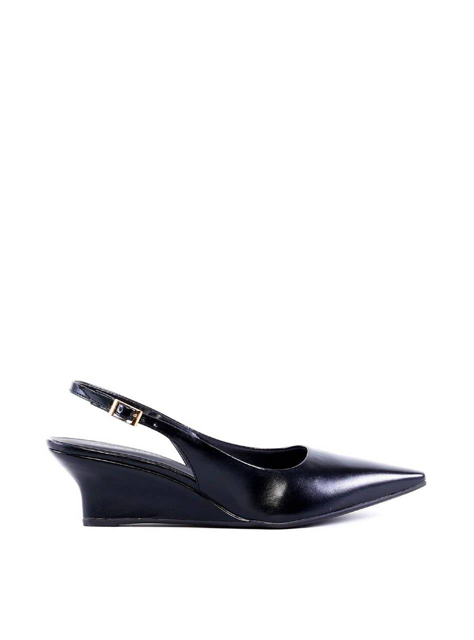 Scarpin Slingback com Salto Anabela - Preta SD-12012 - PR