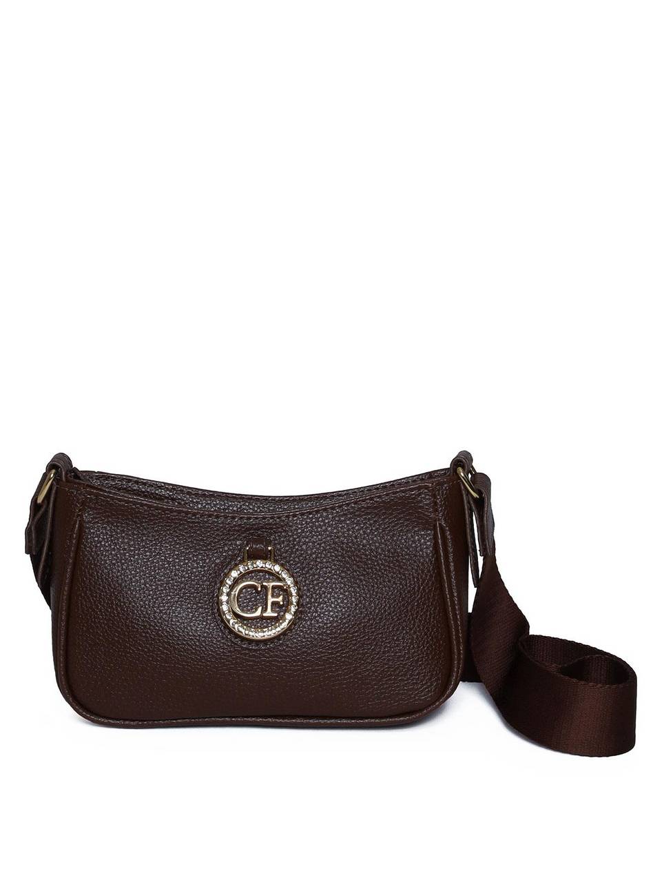 Bolsa Hobo Transversal com Bag Charm - Cacau BSI-5977 - CA