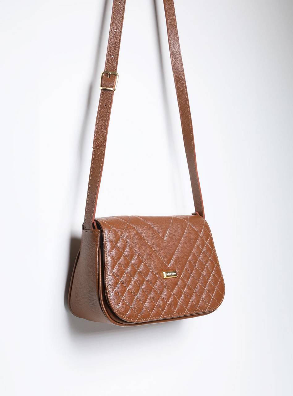 Bolsa Saddle Couro Pequena Transversal - Castor BSI-5837 - CS