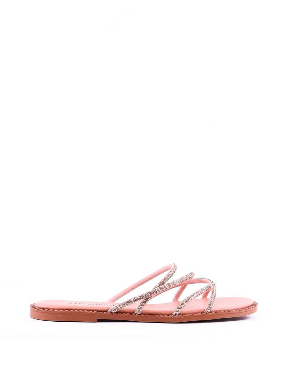 Rasteira com Tiras de Strass Entrelaçadas - Nude SDI-11955 - NU