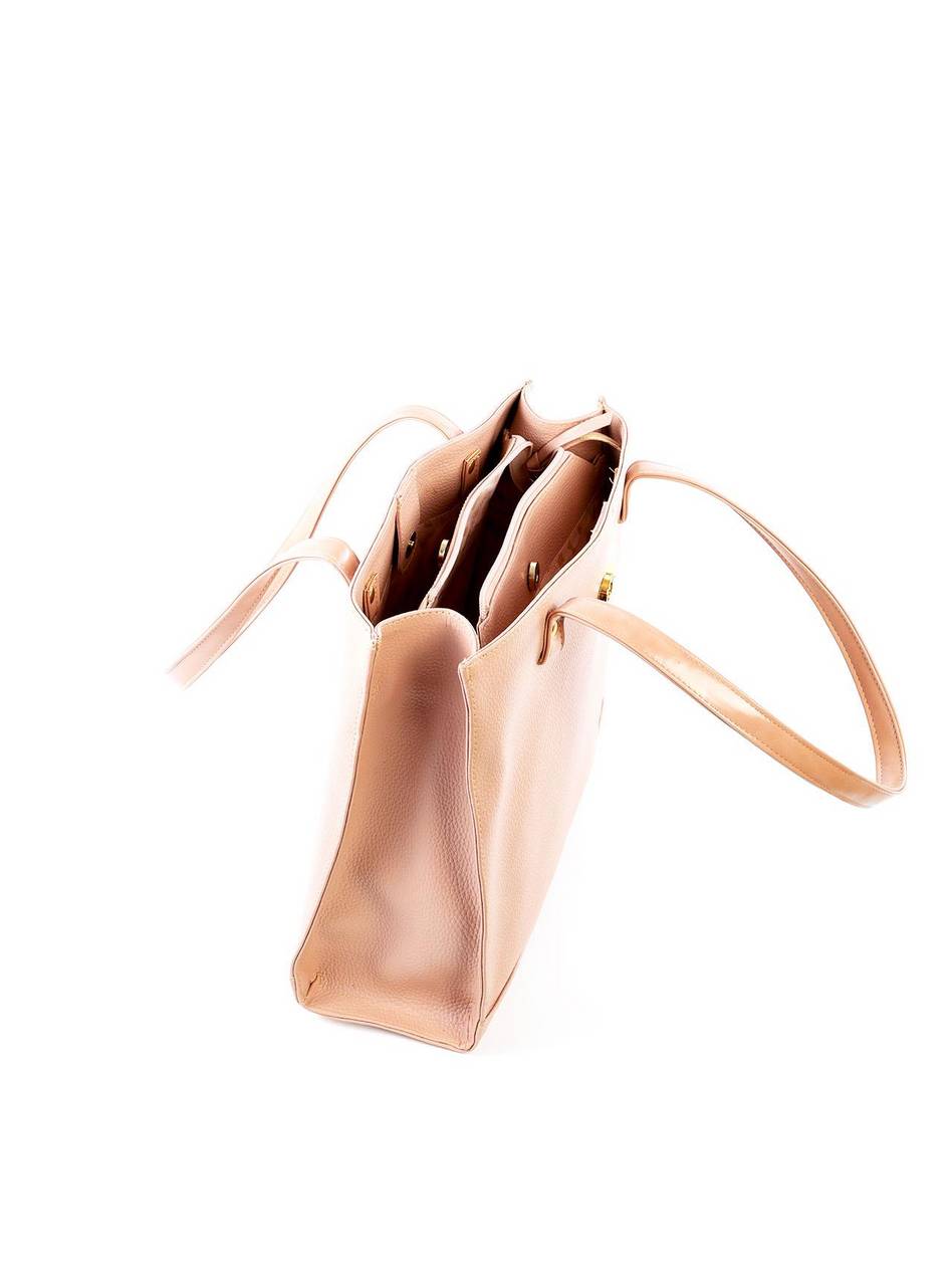 Bolsa Shopper Quadrada Três Divisórias - Nude BSI-6429 - NU