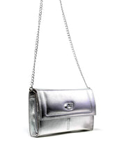 Bolsa Clutch Retangular com Alça de Corrente - Prata BSI-6244 - PT