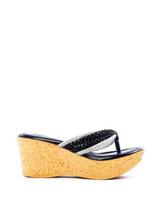 Tamanco Plataforma com Tiras e Strass - Preta SDI-11827 - PR
