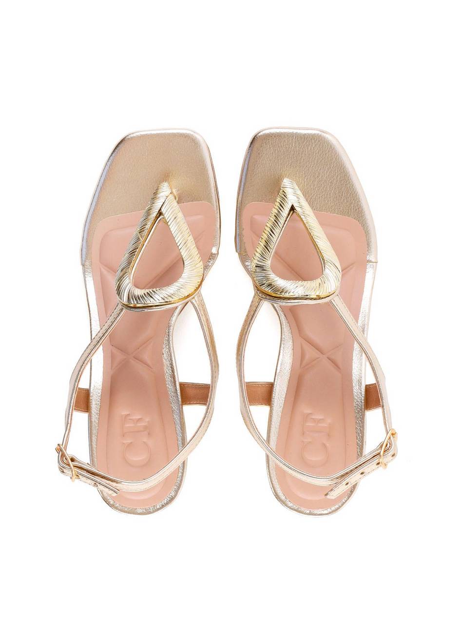 Sandália Salto Fino Médio - Ouro SDI-12132 - AU