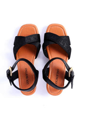 Sandália Feminina Anabela Confort com Tiras Cruzadas - Preta SDI-11694 - PR