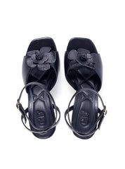 Sandália de Salto Fino com Flor - Preta SDI-11846 - PR
