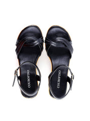 Sandália Anabela com Tira Pespontada - Preta SDI-11898 - PR