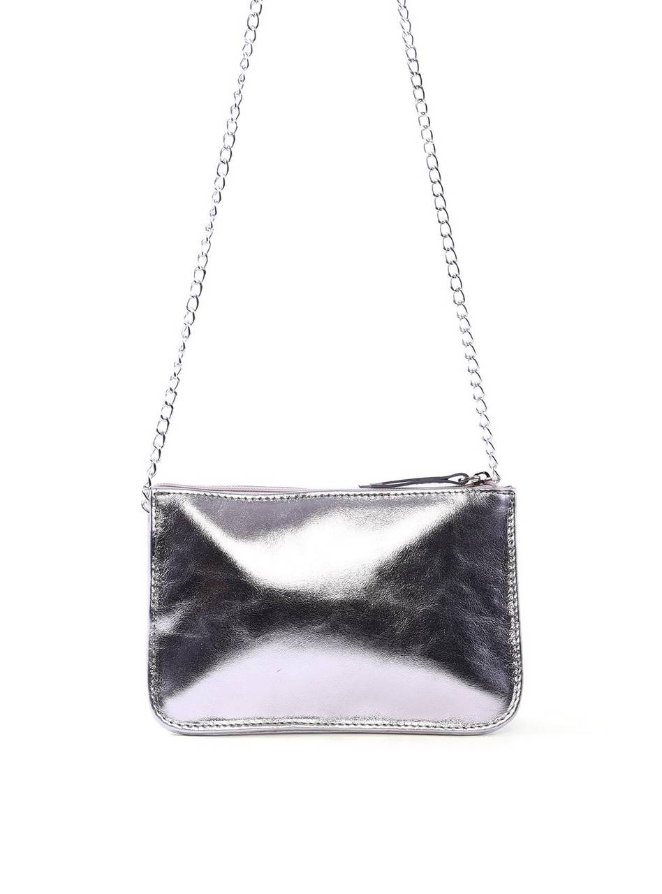 Bolsa Transversal Pequena 3 Divisórias - Prata BSI-6405 - PT