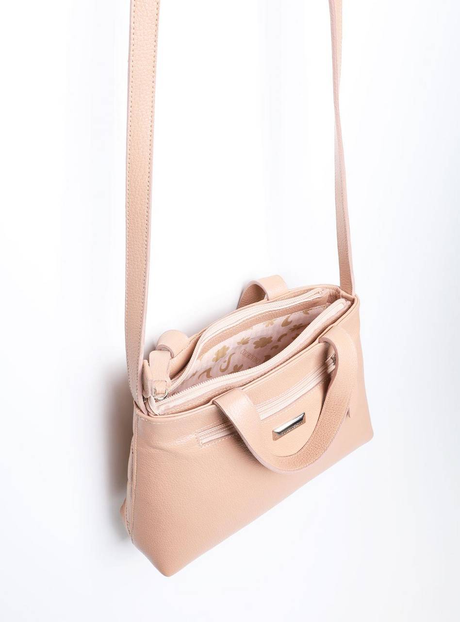 Bolsa Tote Couro Média Transversal Nude BSI-5857 - NU