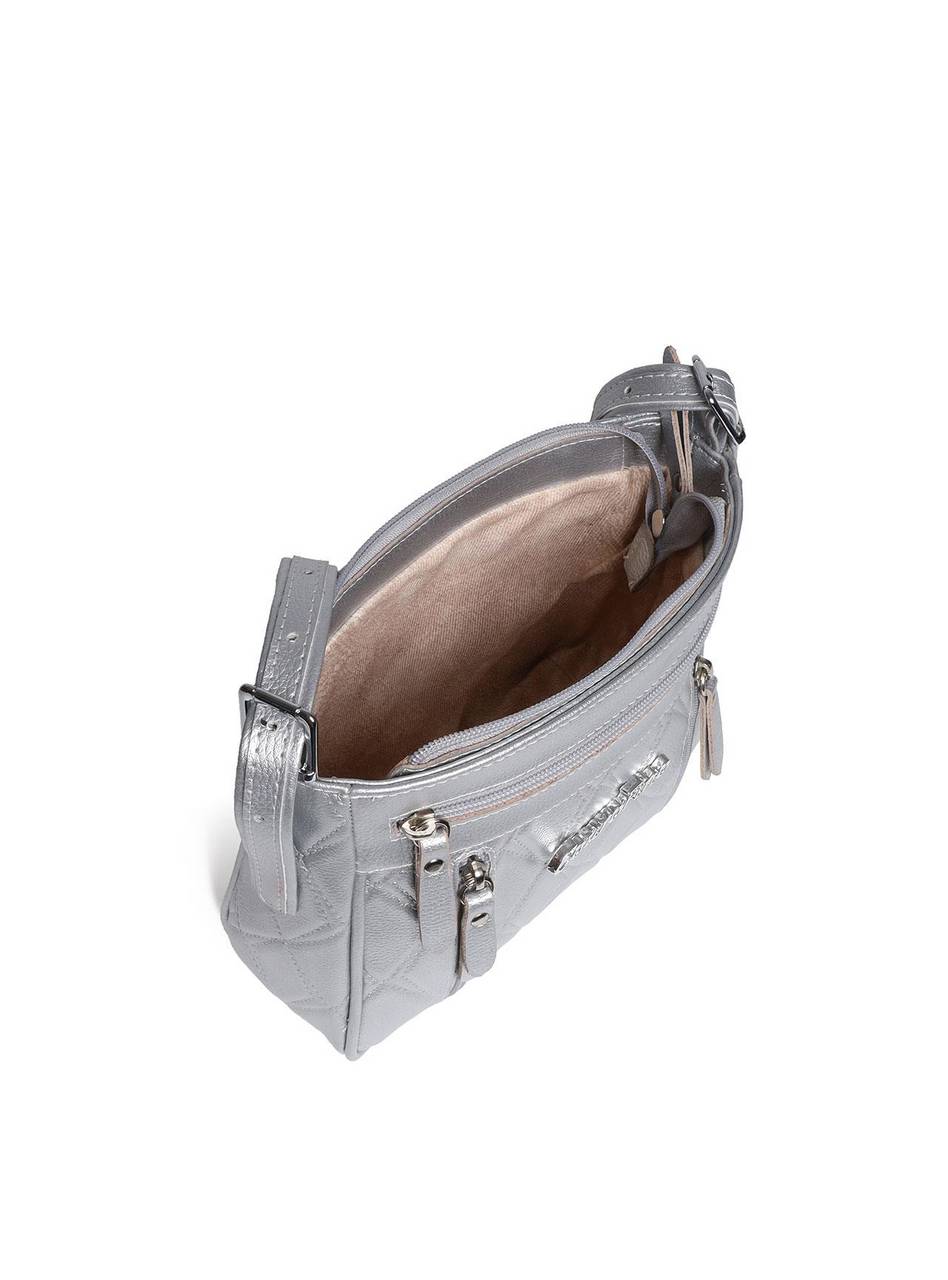 Bolsa Carteiro Transversal Regulável Zíper Frontal Prata BSI-5658 - PT