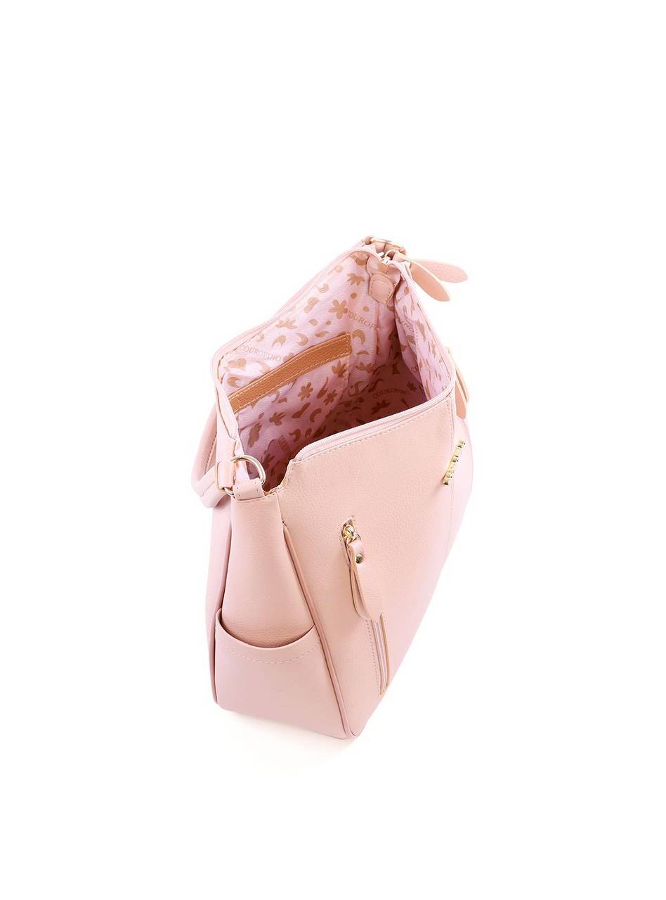 Bolsa Hobo de Mão com Dois Bolsos Verticais - Nude BSI-6058 - NU