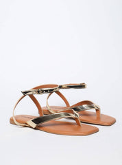 Sandália Feminina Rasteiras Slim - Ouro SDI-11535 - AU
