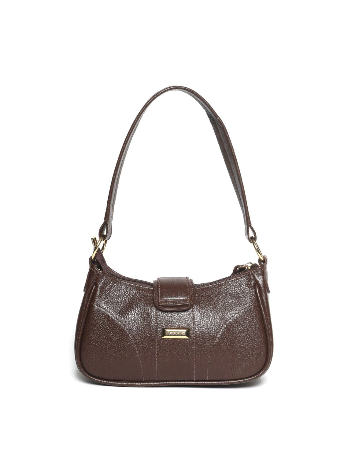 Bolsa Baguette Pequena Couro Fivela Grande Cacau BSI-5879 - CA