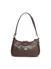 Bolsa Baguette Pequena Couro Fivela Grande Cacau BSI-5879 - CA